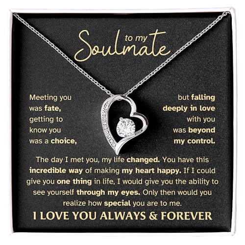 LEONADORA To My Soulmate Necklace For Women, Gifts For Girlfriend, Personalized Christmas Presents Best Birthday Meaningful Gift For Wife, Romantic Anniversary Jewelry for Her (Standard Box, White)