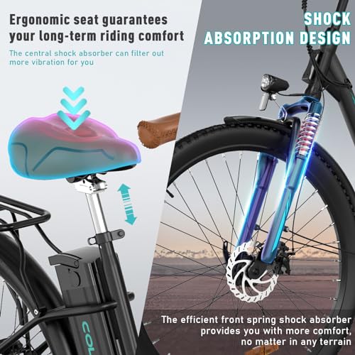 COLORWAY 28*2,0 E-Bikes, mit b&uuml;rstenlosem 250W Motor. Elektrofahrr&auml;der mit eingebautem 36V 15Ah Akku, 7 G&auml;ngen, LCD-Display, Sto&szlig;d&auml;mpfergabel.