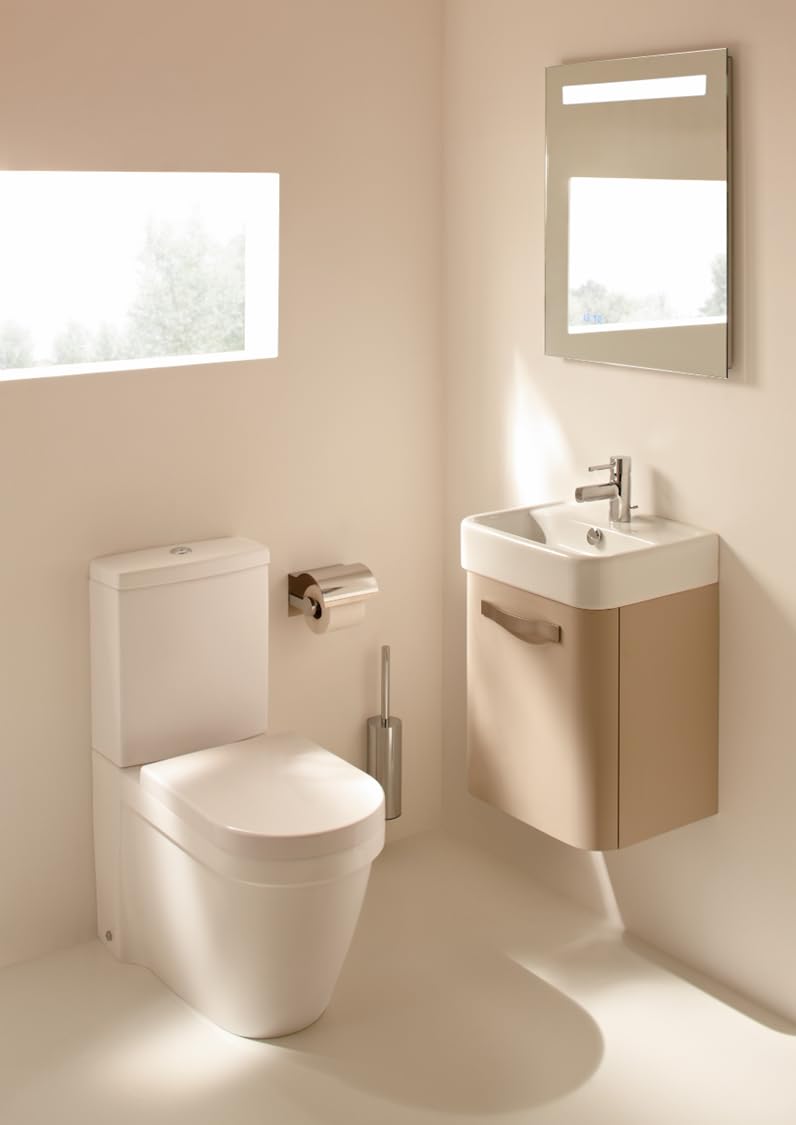 JACOB DELAFON WC completo Inodoro a suelo salida dual y alimentación fondo con cisterna, asiento, codo y conexiones Toma de llave oculta RODIN E77773-00