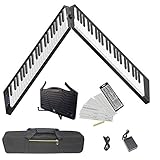 Longeye FOLD 電子ピアノ 88鍵盤 折り畳み式 デジタルピアノ MIDI対応 譜面台付属 ペダル付属 充電型 128種音色 2重音色 日本語説明書 専用ケース付き 鍵盤シール付き 携帯型 長時間利用可能 軽量小型 初心者 子供 ピアノ練習 ピアノ教学 ピアノ演奏