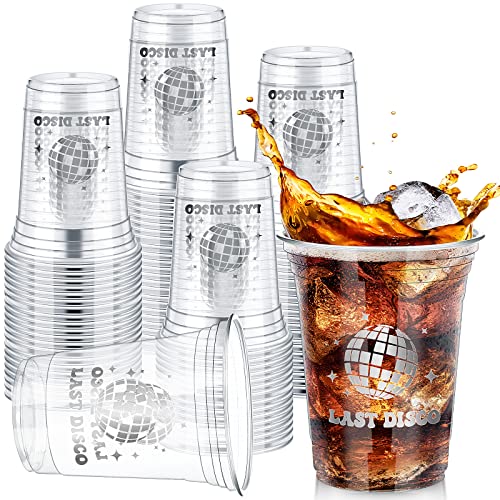 Geyee 48 Pack Disco Disposable Party Cups, 16oz Disco Supplies Ball Disposable Plastic Cup 70s 80s 90s Party Hot and Cold Drinks for Bachelorette Wedding Picnic Supplies