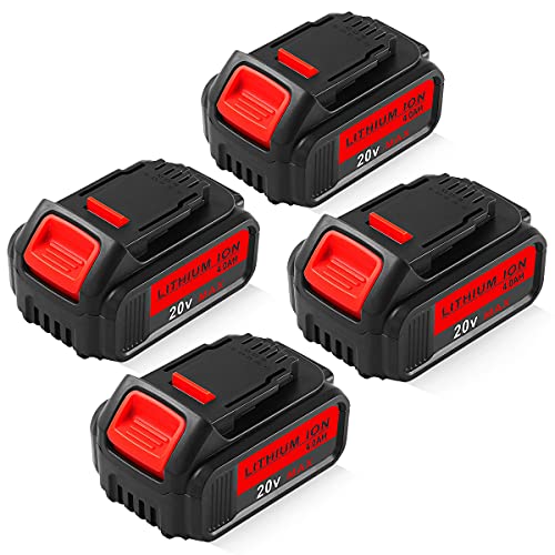 4Packs DCB205 20V 4.0Ah Battery Replacement for Dewalt 20 Volt MAX Lithium Ion XR Battery DCB205 DCB204 DCB206 DCB205-2 DCB200-2 DCB180 DCD985B DCB200 DCD DCF DCG Cordless Tool Battery Packs