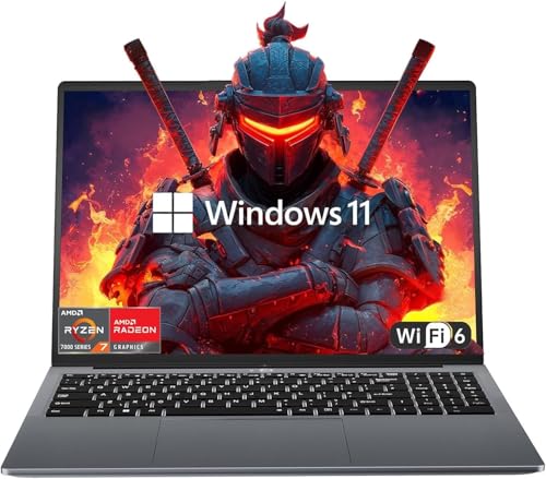 KAIGERR Gaming Laptop(New) 16 Laptop with AMD Ryzen 7 7730U(8C/16T Up to 4.5GHz) 16GB RAM 512GB NVMe SSD Windows 11 High Performance Laptop Computer Up to 2TB Radeon RX Vega 8 Graphics WiFi 6