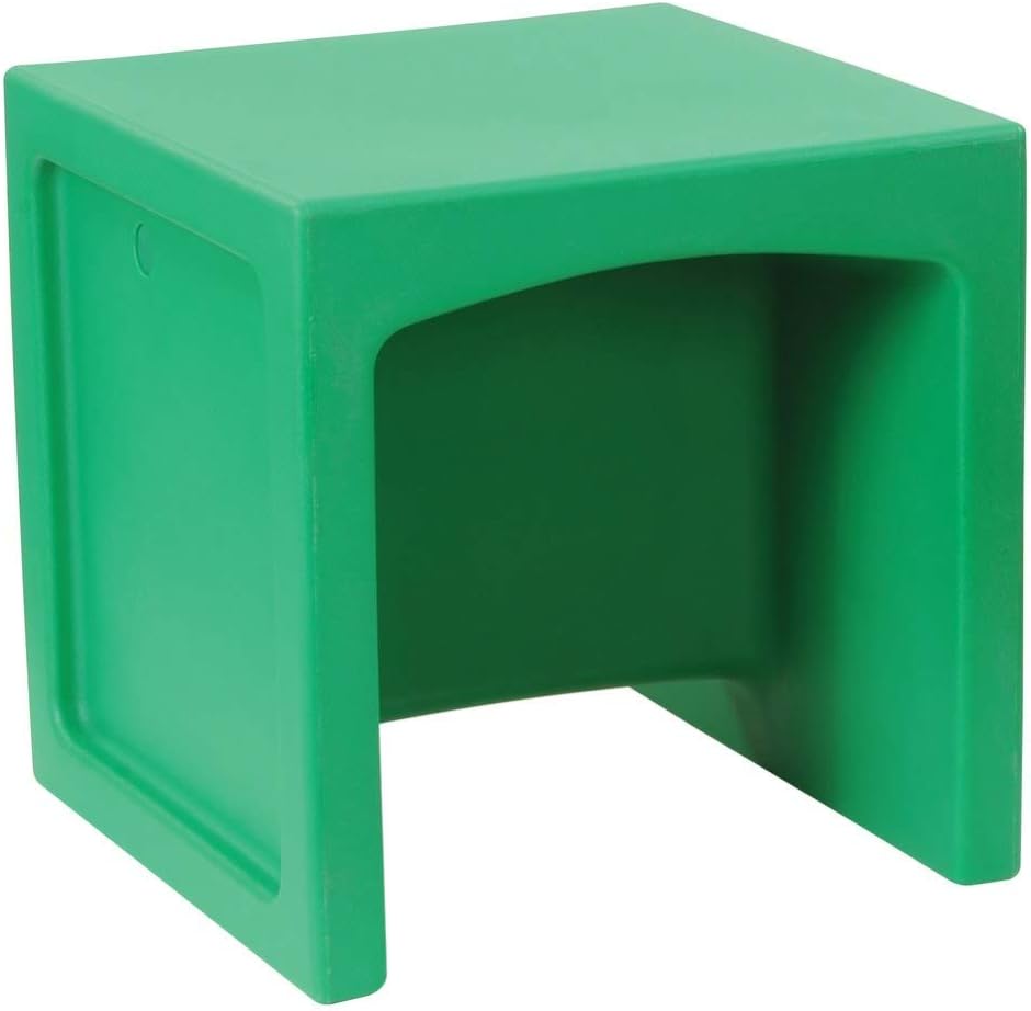 Kaplan Early Learning Versatile Comfortable Green Cube Chair for Toddlers - Kids Lightweight, Waterproof, Reversible Seat