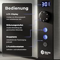 Balter Toaster 4 Scheiben, Langschlitz, Edelstahl, Brötchenaufsatz, LCD Display mit Restzeitanzeige, Auftaufunktion, Brotzentrierung, Krümelschublade, TS-04-LCD, Farbe: Silber – Ansicht 3
