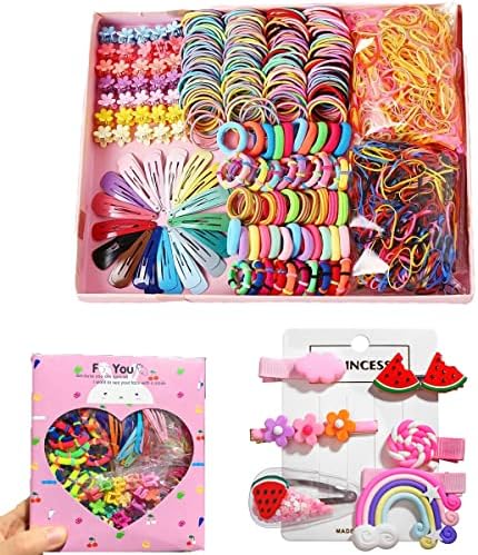 786 pcs Girls Hair Clip Hair Tie Set Toddler Kids Hair Accessories for Girls Hair Clips for Toddler Girls Hair Accessories Set Colorful Ponytail Holders Rubber Bands