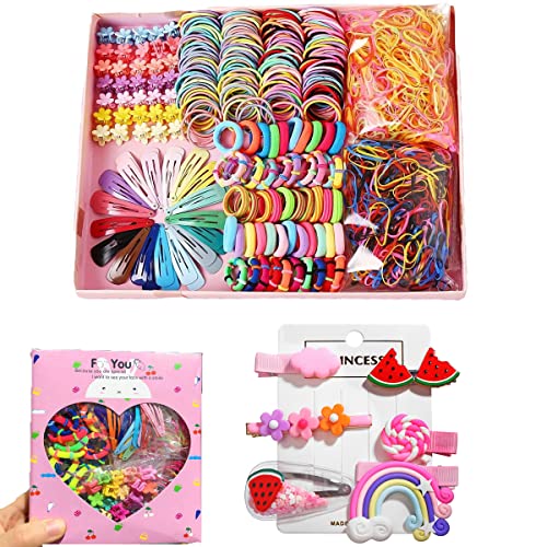 786 Pcs Girls Hair Clip Hair Tie Set Toddler Kids Hair Accessories For Girls Hair Clips For Toddler Girls Hair Accessories Set Colorful Ponytail Holders Rubber Bands #TOP11