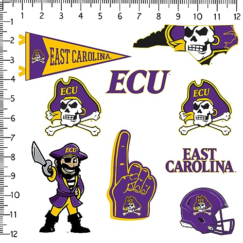 Image of East Carolina University 9ct Vinyl Large Deluxe Stickers Variety Pack - Laptop, Water Bottle, Scrapbooking, Tablet, Skateboard, Indoor /Outdoor - Set of 9