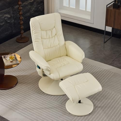 Sillón reclinable blanco con ottoman cómodo miniatura 1