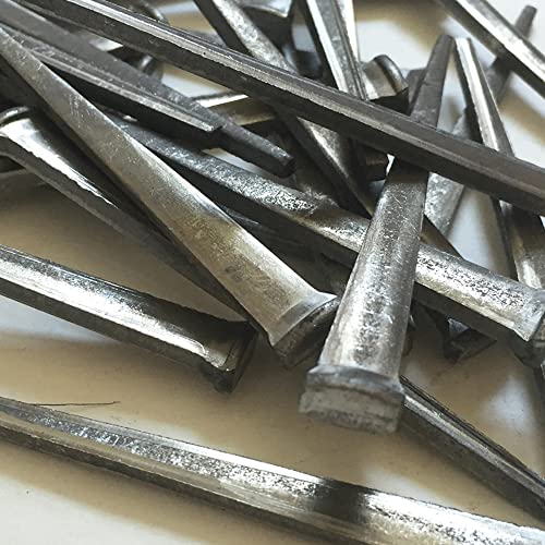 2.5”- CUT COMMON NAILS - Metallic Color - Antique rustic restoration accent nails for hanging, furniture, cabins, shutters & flooring – Decorative clavos nails – Distinct SQUARE HEAD Nail – 2.5 in