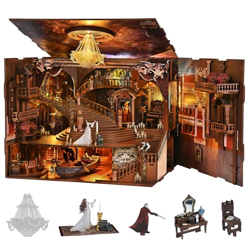 Phantom of The Opera Max Book Nook Kits, 3D Wooden Puzzle for Adults