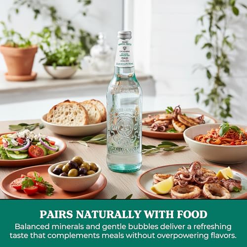 Image of Galvanina Sparkling Mineral Water - Premium Italian Sparkling Mineral Water, 750 ml (12 Glass Bottles) | Bright, Lively Bubbles with Refreshing Finish.