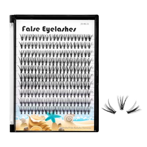 Dedila 20D Cluster Eyelashes Mixed10-12-14mm/11-13-15mm/12-14-16mm/16-18-20mm Individual False Eyelashes Thickness 0.07mm D Curl Makeup Volume Eye Lashes 200 PCS (11-13-15mm)