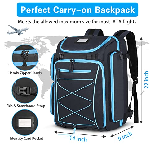 Fixitok Ski Boot Bag Backpack, 60L Waterproof Ski Bags For Air Travel, Ski And Snowboard Boots Backpack For Ski Boot, Skis, Snowboard, Ski Helmet, Goggles, Gloves For Men,Women And Youth #TOP4