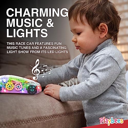 image for Playbees Light-Up Transparent Car Toy, Toys for Autistic Kids Ages 3-5