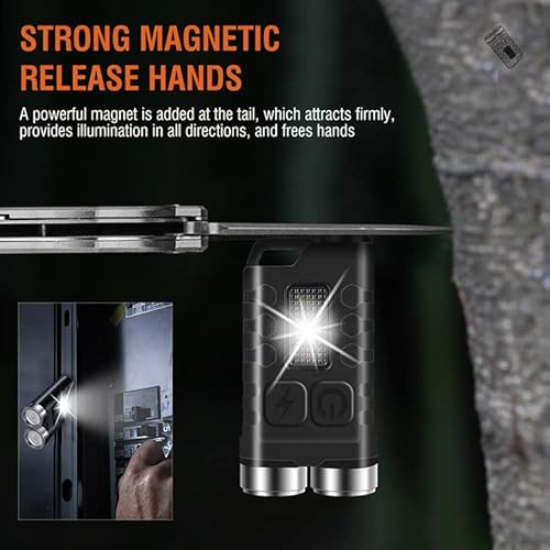 Preppers Peak Mini Flashlight, 900 High Lumen Keychain Edc Super Bright Pocket Usb Rechargeable Small Tactical Handheld Led Flash Light With Magnetic Waterproof For Camping, Emergencies, Black (V3) #TOP6