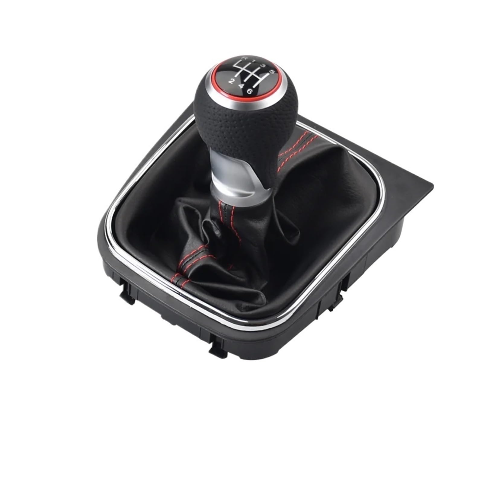Jeocoai Red Car Gear Knob Car Gear Shift Knob Lever Pen 5 6Speed Boot Cover Gaitor For Vw For Volkswagen For Golf 5/6 Mk5/6 For Scirocco(2009)(,6Speed)