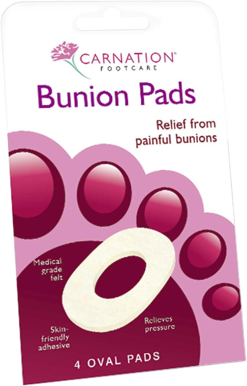 CARNATION Bunion Relief Pads, Help Relieve Pain Caused by Bunions. Medical Grade Felt Oval Pads. Multipack 3 x 4 Oval Pads - 12 Pads in Total