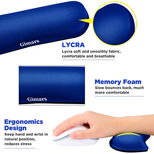 Image of Gimars Superfine Fiber Widen Memory Foam Set Nonslip Mouse Pad Wrist Support & Keyboard Wrist Rest Support for Office, Computer, Laptop & Mac & Comfortable & Lightweight for Easy Typing & Pain Relief