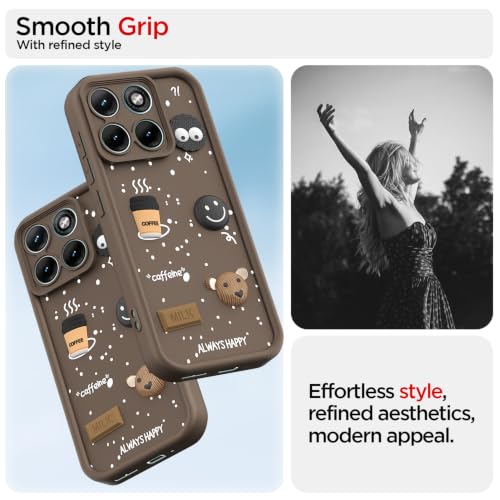 Image of Pikkme Back Cover for Motorola Moto Edge 70 Fusion 5G | 3D Bear Silicone Cute & Fun Coffee Cartoon | Full Body Protection Bumper Case (Brown)