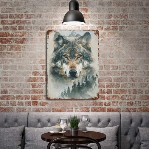 Plaque en fer loup Timber Wolf idée cadeau rétro originale 40x30 - 4