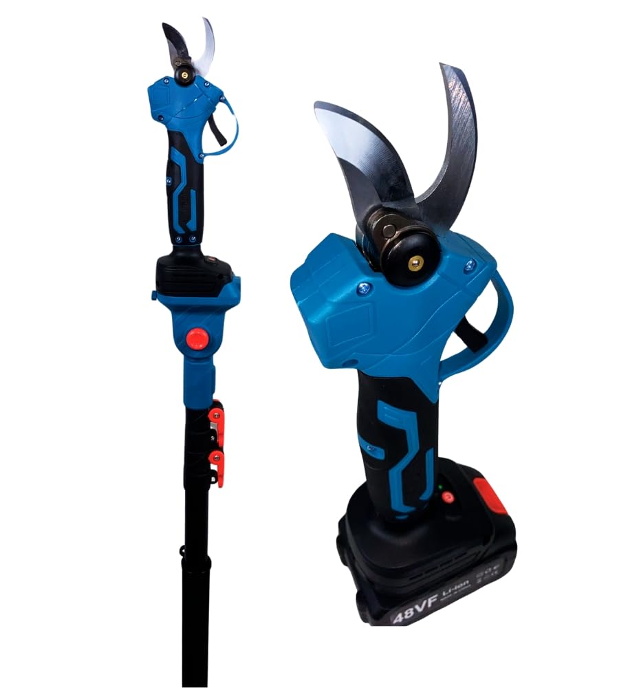 Kit Potatura, Forbici da Potatura + Mini Sega Elettrica con Asta Telescopica 250 cm con Snodo, Motosega Lama 6", Trancia Rami Professionale Cesoie Elettriche portatile, 2 Batterie da 21V