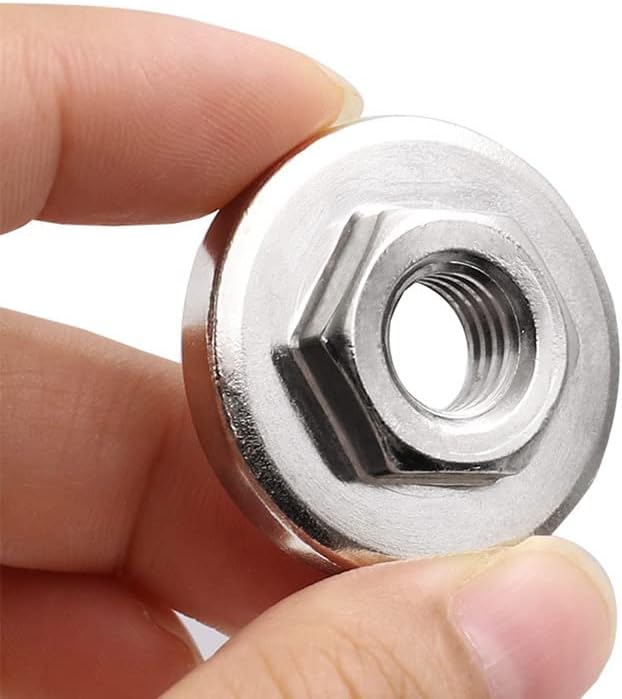 Miniatura 4 de Tuerca de brida hexagonal de bloqueo, piezas de repuesto para amoladora angular de 3.937 in, tuerca de brida M10 para amoladora angular de 100 tipos