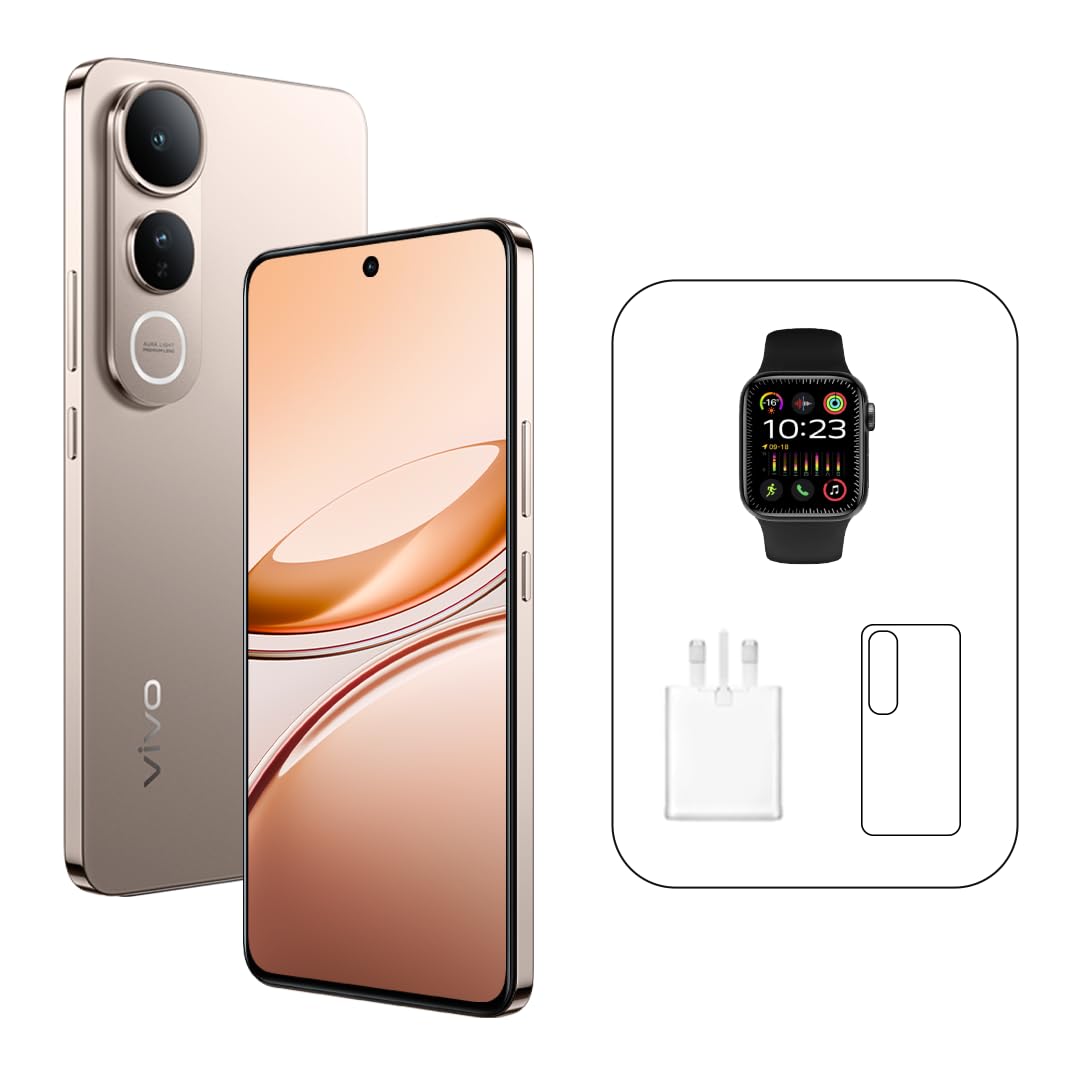 VivoV50 Lite 5G (Titanium Gold, 12GB RAM, 256GB) | 120Hz AMOLED Display | 32MP Selfie Camera | 6500mAH | IP64 | V-premier Smartwatch, 24M Warranty, 400Days Screen Replacement – Middle East Version