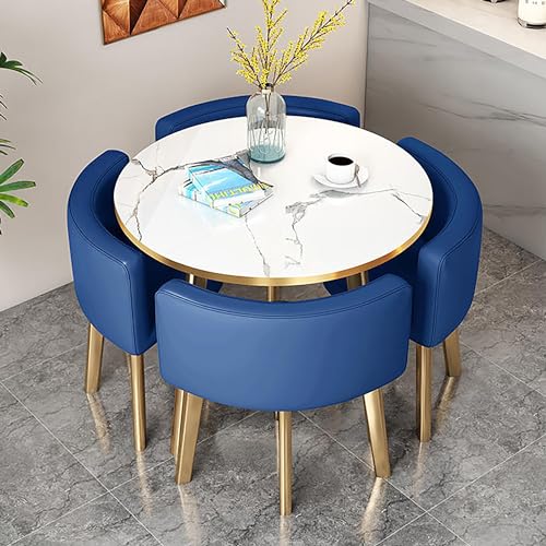Sillas Comedor Cuero Sintetico Azul Marca Generic