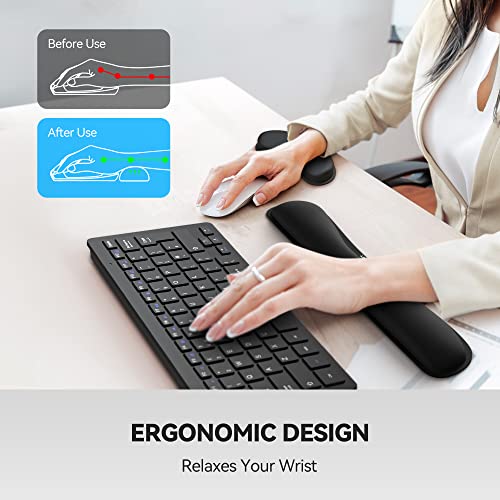 Tecknet 2023 Keyboard Wrist Rest Pad Set - Foldable Mouse Pad Wrist Support, Comfortable Mouse Wrist Cushion Support With Memory Foam Easy Typing Pain Relief For Office,Computer,Laptop Gaming - Black #TOP1