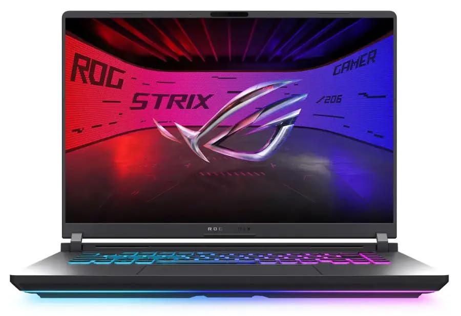 Image of ASUS 2025 ROG Strix G16 16 inch WUXGA 165Hz IPS Laptop 16-Core Intel Core i7-14650HX NVIDIA GeForce RTX 5060 64GB DDR5 4TB SSD USB-C WiFi BE RJ-45 BT Webcam HDMI2.1 RGB Backlit KB Windows 11 Home