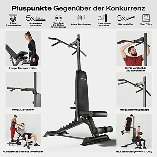 Sportstech Hantelbank im Kombi-Paket | klappbare Multistation inkl. bench, pullup & dip | 8in1 multifunktionale… – Bild 5