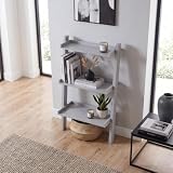 Vida Designs York 3-poziomowy regał drabinkowy, regał ekspozycyjny z otwartymi półkami, nowoczesny regał na książki do salonu, sypialni lub domowego biura - szary - wys. 100,5 x szer. 56 x gł. 32,5 cm