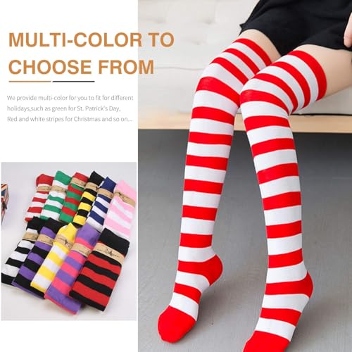 Image of Raylarnia Women's Extra Long Opaque Striped Over Knee High Stockings Socks