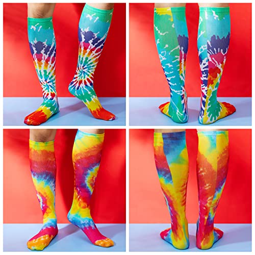 Geyoga 2 Pairs Tie Dye Socks Novelty Kids Soccer Socks Unisex Casual Pattern High Socks Soccer Socks Colorful Softball Socks Compression Socks (Small) #TOP3