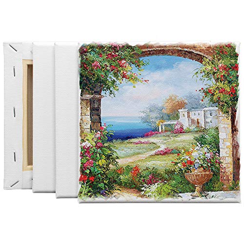 Image of FIXSMITH Stretched Canvas for Painting - 6x6 White Canvas Bulk Pack of 12,Primed,100% Cotton,5 /8 Inch Profile of Super Value Pack for Acrylics,Oils & Other Painting Media.