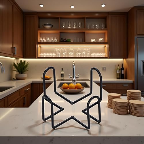 Fansoftiks Black Iron Coaster Holder Metal Storage Rack Coasters Shelf for Both Round and Square Coasters, Bar Coasters Tools (4.40 X 4.40 X 2.48inch)
