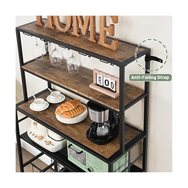 Wine Bakers Rack, Freestanding Wine Rack With Glass Holder