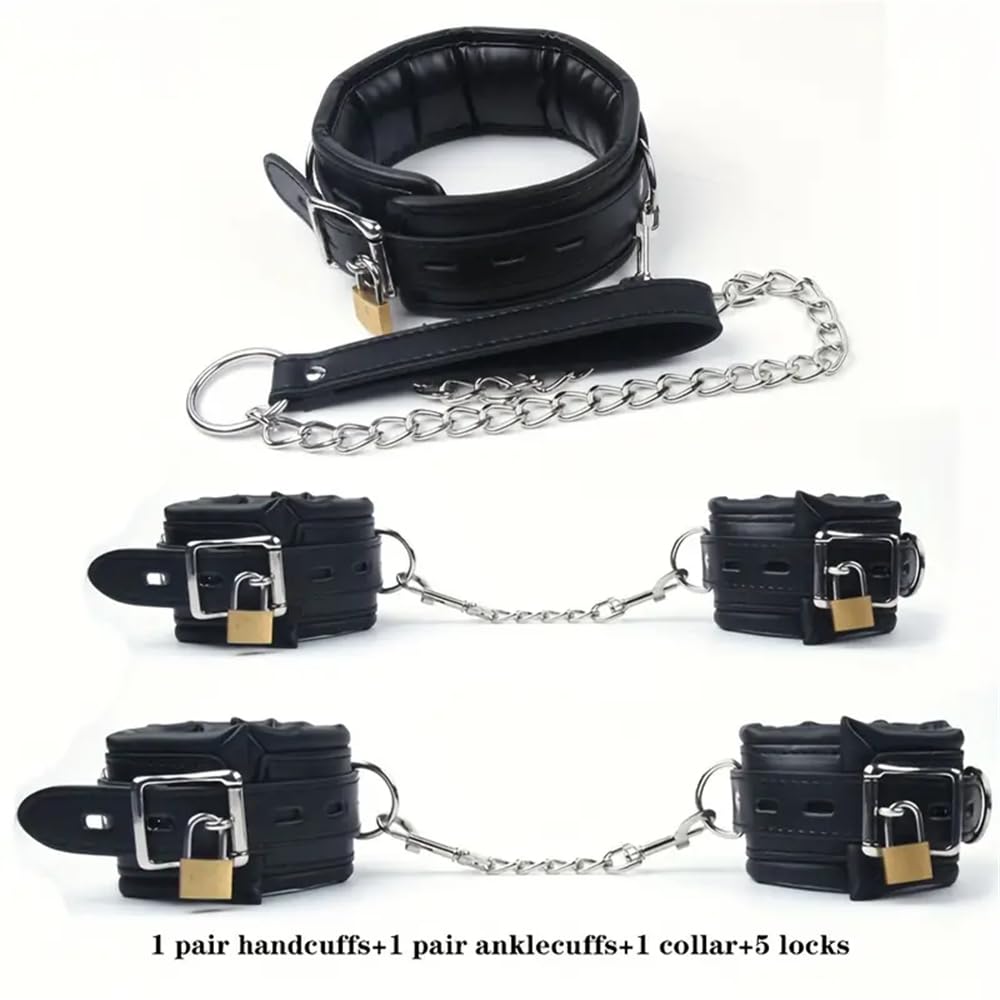 Manette in schiuma di pelle nera da 1 pezzo con chiusura a catena