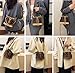 Designer Monogram Bucket Bag, Canvas with Gold Hardware, Drawstring Crossbody Purse, Leather Trim (Khaki Coffee color)