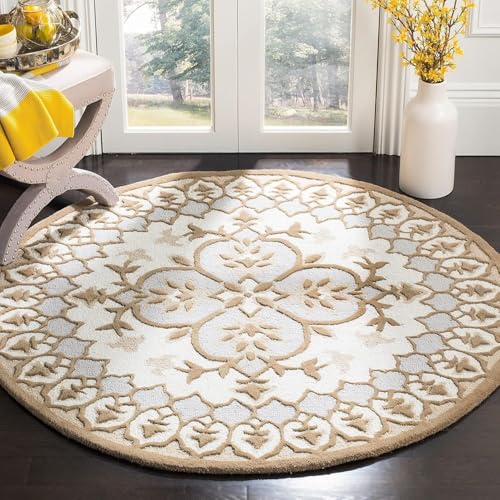 Image of Sifa Carpet Round Handmade Mid-Century Modern Abstract Premium Wool Entryway Foyer Living Room, Bedroom Kitchen Area Rug, Weight -21 Pund, Size-6x6 Feet (72x72 Inch Round)