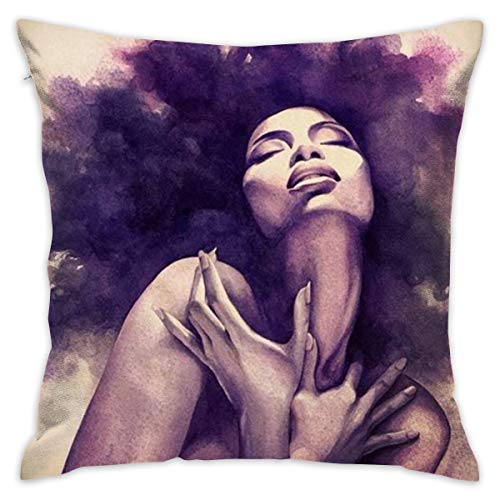 SARA NELL Velvet Throw Sexy African Woman Pillow Cases,African American Sexy Women,Pillow Covers Decorative Pillowcase Cushion Covers Zipper 18 x 18 inch
