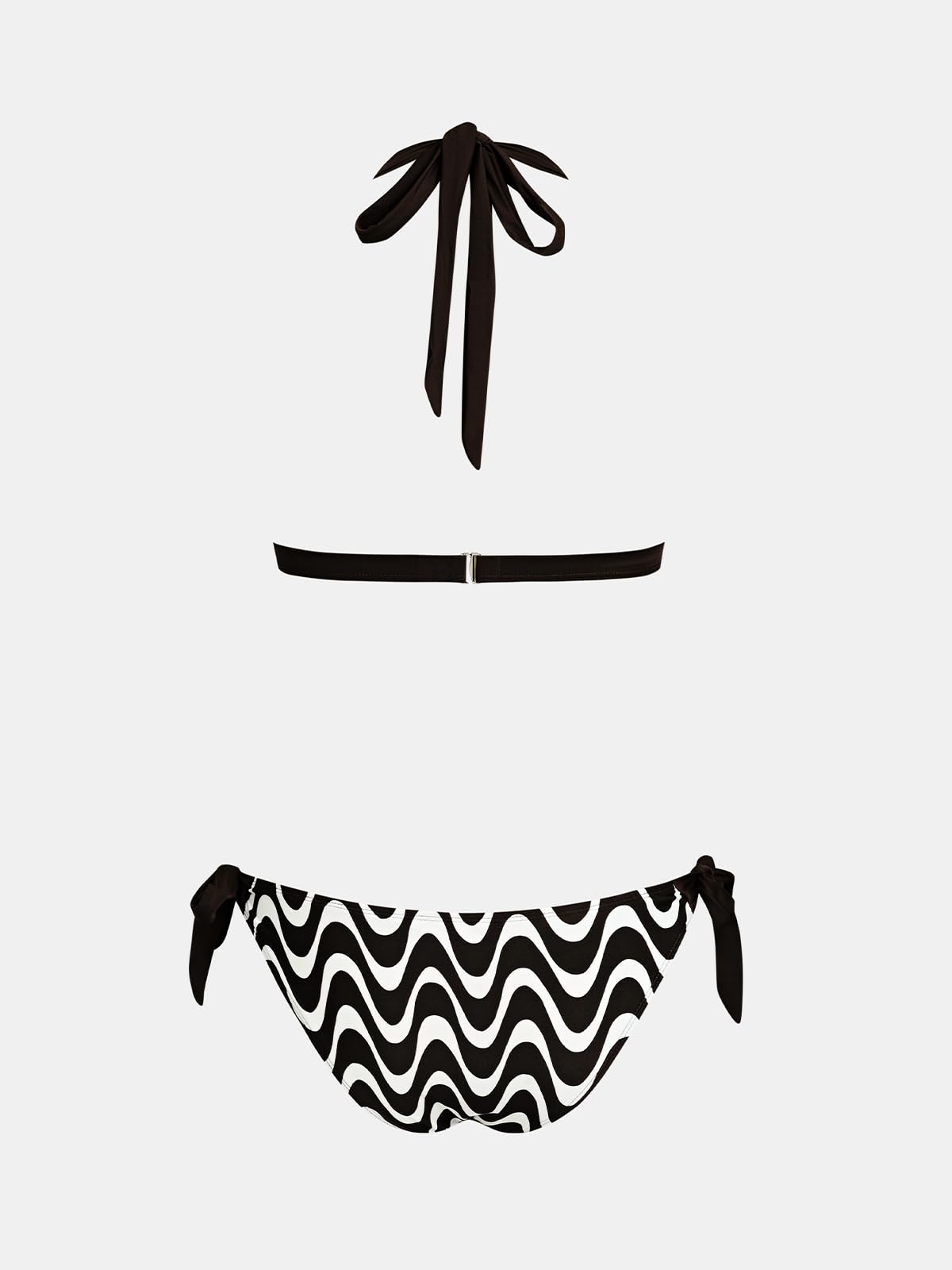 CUPSHE Maillot de bain deux pièces pour femme - Col en V - Dos nu - Crochet dans le dos - Taille moyenne - Nœud latéral