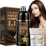 RILSIC Shampoo Colorante, 500ml Hair Dye Shampoo 3 in 1 & 50ml Shampoos & 50ml Balsamo, Colorante Tinta Capelli Istantaneo, Naturale Hair Color per Donna Uomo (Castano Scuro, 600ML)