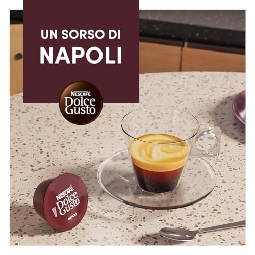 Image of NESCAFE Dolce Gusto - Espresso Napoli Coffee Capsules (16 Servings) By COUGAR | Italian Inspired Intense Espresso Coffee Pods | Intensity 13 Dark Roast Blend | Pods For Dolce Gusto Machines - (Imported-UK)