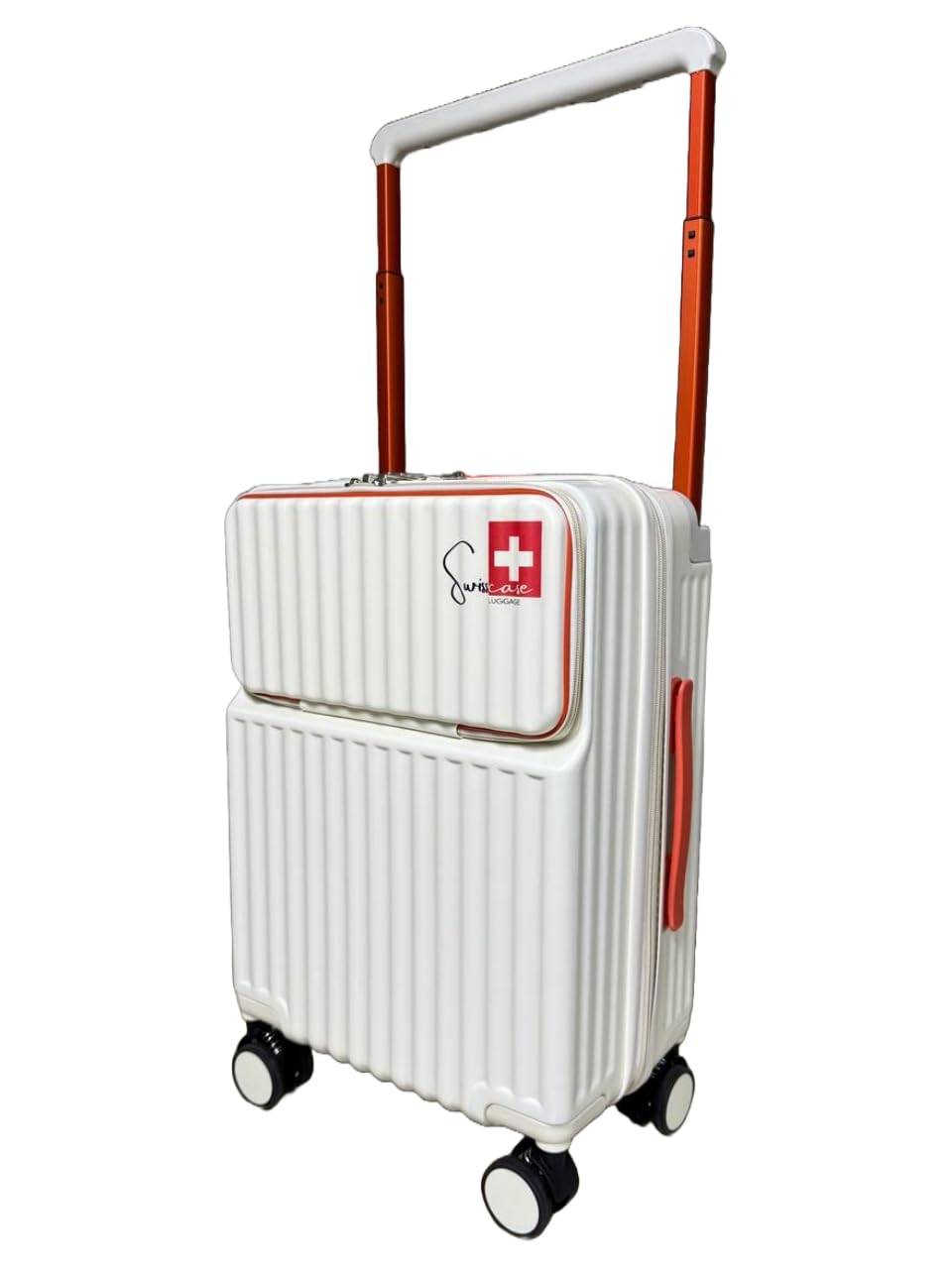 20 Inch Hardside Carry-On Luggage, Built-In TSA Lock, Cup Holder, USB Port, Wheels, SY0016 White