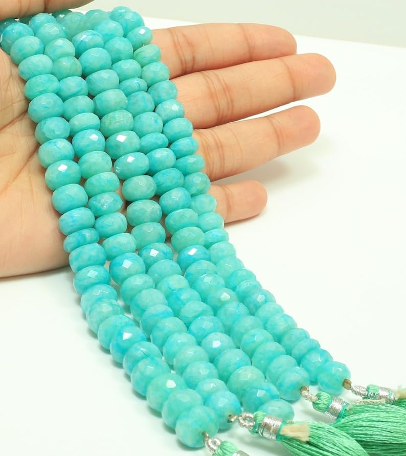 Perles amazonite naturelle 8-10mm en fil pour création de bijoux DIY