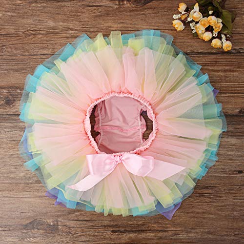 Baby Girls Tutu Skirt Headband Set Toddler Ruffle Tulle Diaper Covers 6-24 Month Rainbow #TOP3