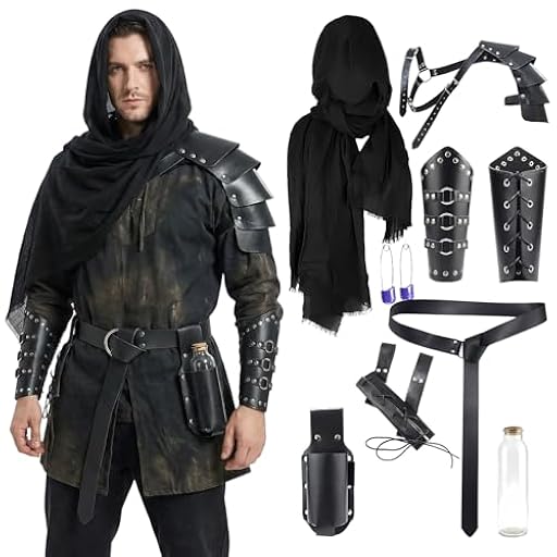Joyincoser Juego de accesorios para disfraz de caballero medieval, 8 unidades, disfraz de vikingo medieval para hombre, pañuelo retro para la cabeza, bragueta, cinturón, rana espada para Halloween | Ya disponible en tu tienda friki favorita! En mundofriki.es! Joyincoser Juego de accesorios para disfraz de caballero medieval, 8 unidades, disfraz de vikingo medieval para hombre, pañuelo retro para la cabeza, bragueta, cinturón, rana espada para Halloween | Ya disponible en tu tienda friki favorita! En mundofriki.es!