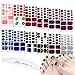 WOKOTO 6 Sheets Self-Adhesive Nail Polish Wraps For Toes And 1Pc Nail File Shinny Solid Silver Stickers Toe Nail Polish Strips For Women Girl Kids